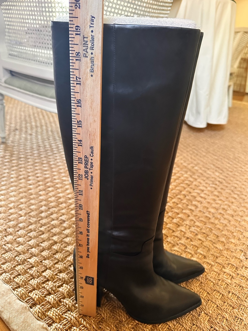 Nine West Black Leather Knee High Block Heel Boots Pointed Toe Size 9M - Picture 11 of 13